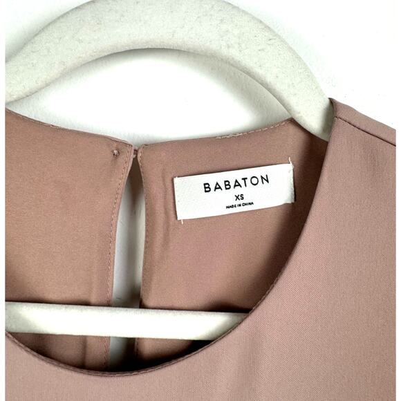 Aritzia Babaton Neutral Tone Pink Minimalist Short Sleeve Oversized Flowy Blouse - Picture 3 of 6